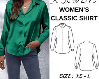 Women's Classic Long Sleeve Shirt Sewing Pattern (PDF)
