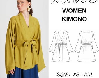 Women Kimono Sewing Pattern/Kimono Robe Sewing Pattern For Women/Bridesmaid Rob/Robe Sewing Pattern/Kimono Morning Dress Pattern/Beach Cover