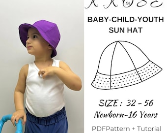 Sun Hat Sewing Pattern: Baby-Child-Youth Sizes (PDF Pattern)