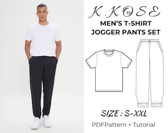 Patrón de costura para camiseta y pantalón deportivo para hombre (patrón PDF)