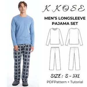Herenpyjama met lange mouwen Naaipatroon: loungewear (pdf-patroon)