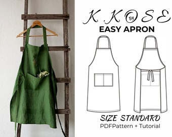 Easy Apron Sewing Pattern: Unisex One-Size (Digital Download)