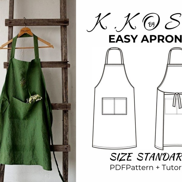 Modern Apron /PDF Sewing Pattern/Digital Instant Download /Unisex Apron /OneSize /Step by Step Illustrated/Sewing instructions /A4-A0-Letter