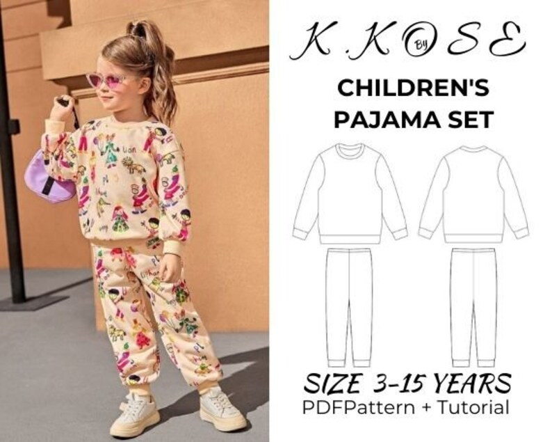 Children's Pajama Set Sewing Pattern /kids Nightwear Etsy