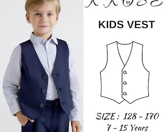 Kids Vest sewing pattern /Lined vest with step-by-step sewing instruction /Little Gentleman Vest Sewing/Kids Elegant Vest Pattern/7-15 Years