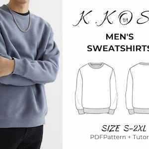 Unisex sweatshirt /Mazu men women oversize sweatshirt crewneck hoodie / unısex sweat PDF sewing pattern / Sweatshırt / S-2XL / A4-A0-Letter zdjęcie 1