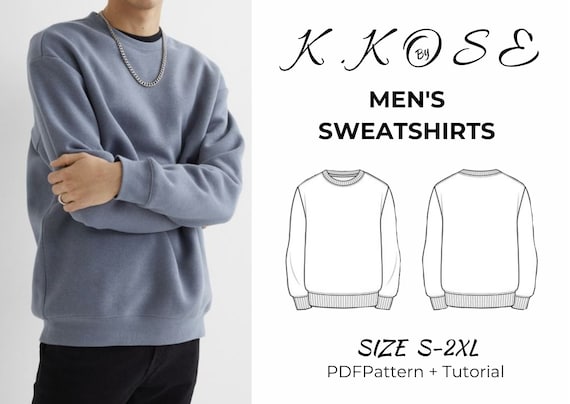 Unisex Sweatshirt Sewing Pattern: Easy Photo Tutorial, Sizes S-2XL (PDF Download A4/A0 Printable)