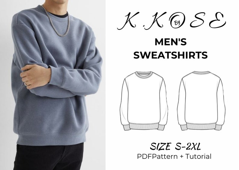 Unisex sweatshirt /Mazu men women oversize sweatshirt crewneck hoodie / unısex sweat PDF sewing pattern / Sweatshırt / S-2XL / A4-A0-Letter zdjęcie 1