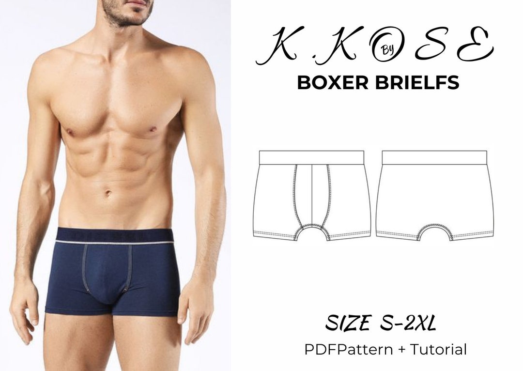 Men's Boxer Briefs Size S2XL / Illustrated Easy Instructions / Comfortable Boxer Pattern