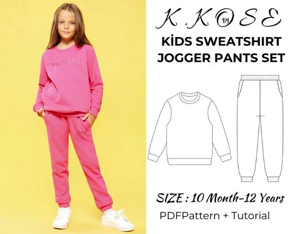 キッズ スウェットシャツ ジョガーパンツ セット 縫製パターン (PDF