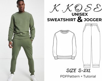 Unisex Sweatshirt And Jogger/Jogger Pattern/Step by Step Instructions/Easy Construction Sweatsuit Mold/Unisex Mold/2in1 pattern/A4-A0-Letter