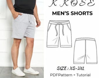 Men's Shorts Sewing Pattern: Basic Linen Shorts with Pockets (XS-3XL) (PDF)