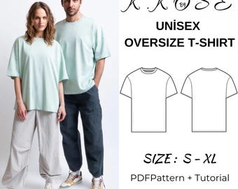 Oversized Unisex T-Shirt PDF Sewing Pattern: Easy DIY with Video