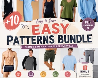 10+ PDF-Schnittmusterpaket | Damen- & Herrenbekleidung | Lebenslanger Zugriff | Anfängerfreundlich | Sofort-Download