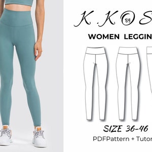 Leggings femininas/Padrão de costura de leggings/Leggings básicas/Calças com padrão de leggings de cintura alta/Padrão de leggings/Leggings de cintura alta/A4-A0-Letter