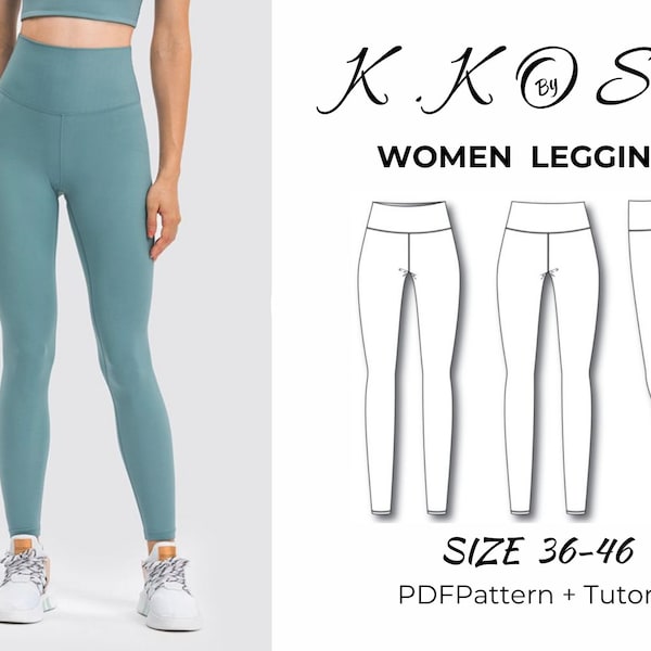 Leggings Sewing Pattern | 36-46 | High Rise Leggings Pattern Pants | Leggings pattern PDF | High Waisted Leggings | Women's Leggings