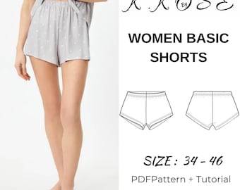 Women Basıc Shorts Sewing pattern /Shorts pattern women boxer /shorts beginner sewing pattern/pajama shorts pattern/Shorts for Women Pattern