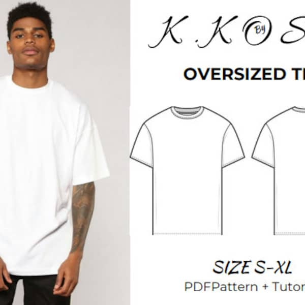 Oversize Tee Shirt / PDF Sewing Pattern / Sizes: For S-XL / Men And Women Who Wear Loose /Oversıze tshırt pattern / PDF pattern A4-A0-Letter