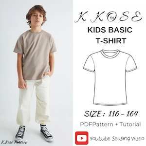 Schnittmuster Kinder T-Shirt: Kurzarm T-Shirt (A4-A0-Letter) (PDF-Muster)