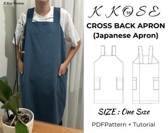 Cross Back Apron/Japanese Apron PDF pattern/Linen Apron Kitchen Apron Chef Apron Painter Apron/Japanese Style Linen Apron/Apron sewıng/PDF