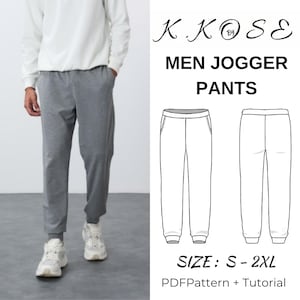 Men's Jogger Pants Sewing Pattern: Easy Sweatpants (A4-A0-Letter PDF)