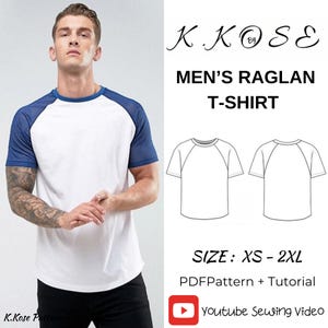 Men&#39;s Raglan T-shirt sewing Pattern/t-shirt sewing step by step/Sporty design T-shırt/Raglan Tshırt for men pattern sewing PDF/youtube video