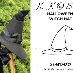 Instrucciones ilustradas para hacer un sombrero de bruja de Halloween/Haz tu propio sombrero/Brujas muy fáciles/Patrón de costura para sombrero de bruja/Sombrero de mago/Sombrero encantador/A4-A0-Carta