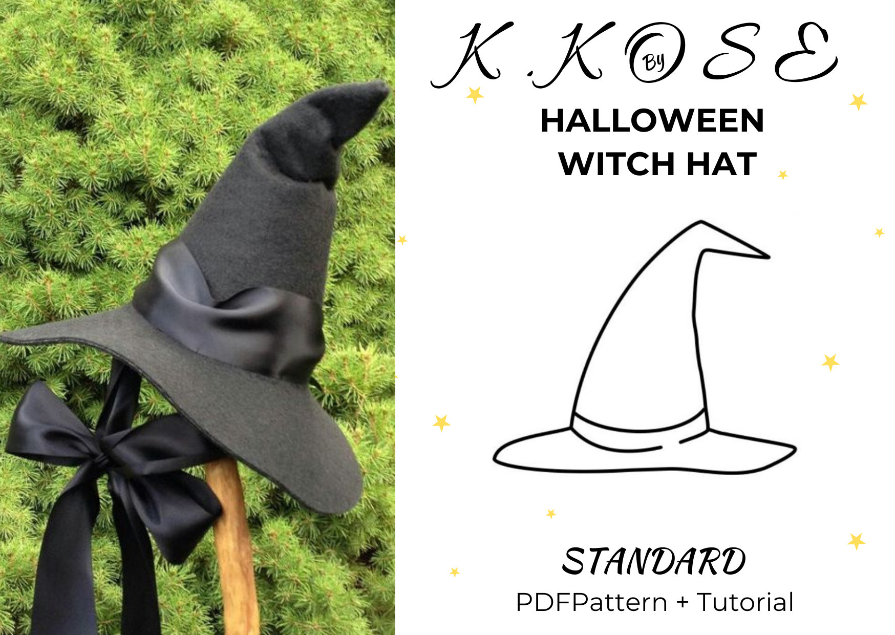 Witch Hat Sewing Pattern: Easy Halloween Costume (A4-A0-Letter) (PDF Pattern)