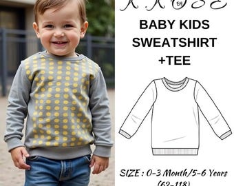 Patrón de sudadera y camiseta para bebé y niño: ideal para principiantes (patrón en PDF)