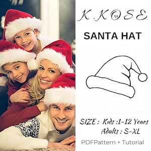 Schnittmuster für Weihnachtsmützen - Kinder & Erwachsenengrößen, anfängerfreundlich (PDF Download A4/Letter/A0)