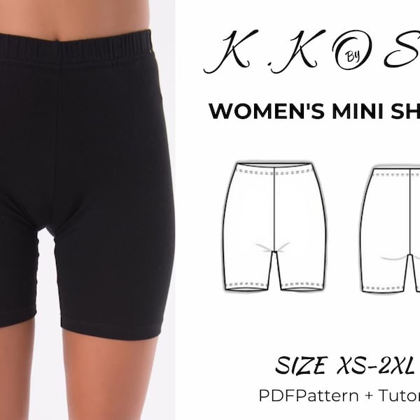 Mini Short /Women yoga and gym shorts/simple tights shorts/yoga shorts pattern PDF/Illustrated And Simple Expression/women mını sport shorts