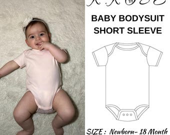 Baby Bodysuit Sewing Pattern: Short Sleeve Onesie (Newborn-18 Month) (PDF Pattern)