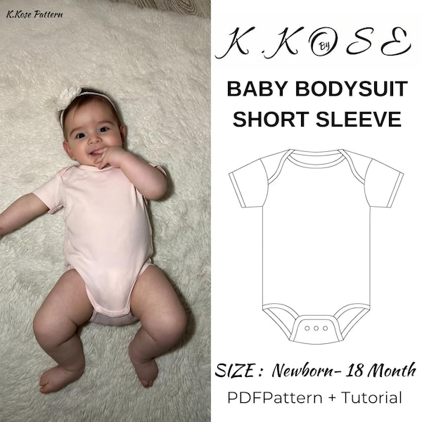 Baby Bodysuit Sewing Pattern: Short Sleeve Onesie (Newborn-18 Month) (PDF Pattern)