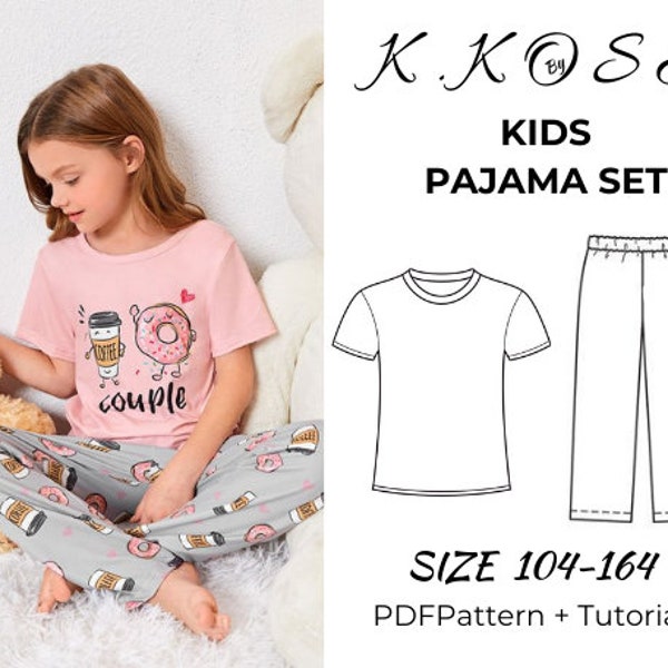 Kids Pajamas Patterns / Pajamas Patterns Kids /pajama set /children nightwear pattern/Pyjama set/Sewing Pattern Sewing Tutorial/A4-A0-Letter