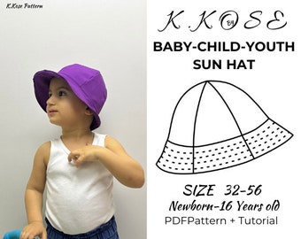 Sun Hat/Baby Sun hat PDF Sewing Pattern/Bucket Hat Pattern/Toddlers hat/Childrens Sunhat PDF/baby-chıld-youth sun hat/Sun hat sewing pattern