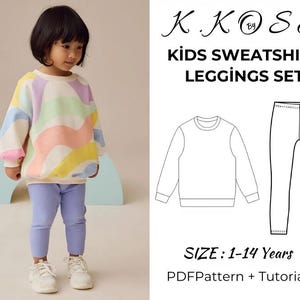 Kids Sweatshirt Leggings Set Sewing Pattern: Sizes 1Y-14Y (PDF Pattern)
