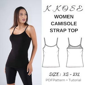 Frauen Camisole Strap Top Schnittmuster /Camisole Top Nähmuster PDF/Camisole PDF Nähmuster/Leichtes Anfänger Nähprojekt/Körper Nähprojekt DIY
