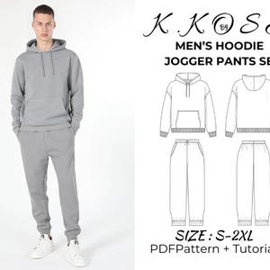 Herenhoodie joggingbroekenset/unisex casual set/hoodie en broek/set uniseks oversized hoodie en joggingbroek PDF naaipatroon/kangoeroezak