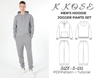 Ensemble de jogging à capuche pour homme Patron de couture : style décontracté oversize (Patron PDF)