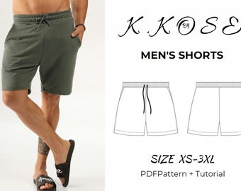 Comfortable Aesthetic Shorts/ sizes XS-3XL / Easy sewing project for beginners / Men Short /Step by step / Easy to do / A4-A0-Letter Pattern