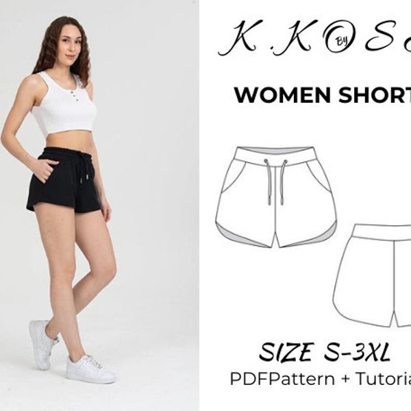 Dames shorts naaipatroon/zomershort patroon/gymshort patroon/short pdf patroon/shorts casual comfortabel patroon/maat: S-3XL/A4-A0-letter