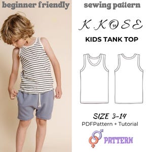 Patron de couture de débardeur pour enfant : adapté aux débutants, tailles 3-14 (Patron PDF)