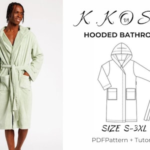 Hooded Bathrobe /With easy step by step instructions /Bathrobe pattern file/bathrobe pdf /Easy Sewing instructions /Sıze:S-3XL /A4-A0-Letter