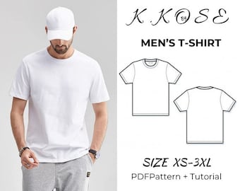 Patron de couture et instructions de couture de t-shirt pour homme / tailles XS-3XL / projet de couture facile pour les débutants / étape par étape / modèle lettre A4-A0