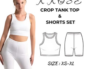 Crop Tank Top & Shorts Set Sewing Pattern (PDF Pattern)