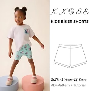 Patrón de costura fácil para pantalones cortos para niños/Patrón de leggings para pantalones cortos para niños/Costura de leggings cortos/Patrón de costura de calzoncillos tipo bóxer para niños/Patrón en PDF en tamaño A4-A0-Letter