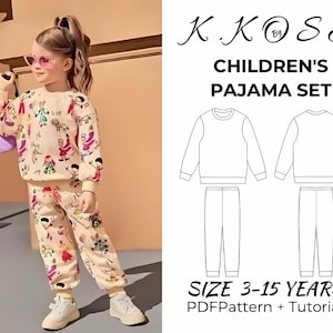 Children's Pajama Set Sewing Pattern: Kids Nightwear (Size 3Y-15Y) (PDF Pattern)