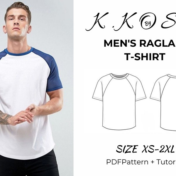 Men's Raglan T-shirt Pattern/Raglan tshırt/tshırt sewıng/Sporty design/The most suitable pattern for sport/ Size:XS-2XL/Step by Step /A4-A0