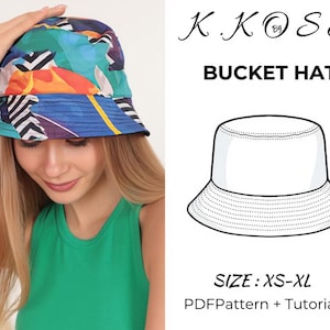 Bucket Hat Schnittmuster / Easy Hat Anfänger-Muster / Wende-Sommer-Hut-Muster / Unisex Bucket hat Schnittmuster mit Fotoanleitung
