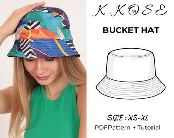 Reversible Bucket Hat Sewing Pattern: Easy Beginner Project (XS-XL) (PDF Pattern)